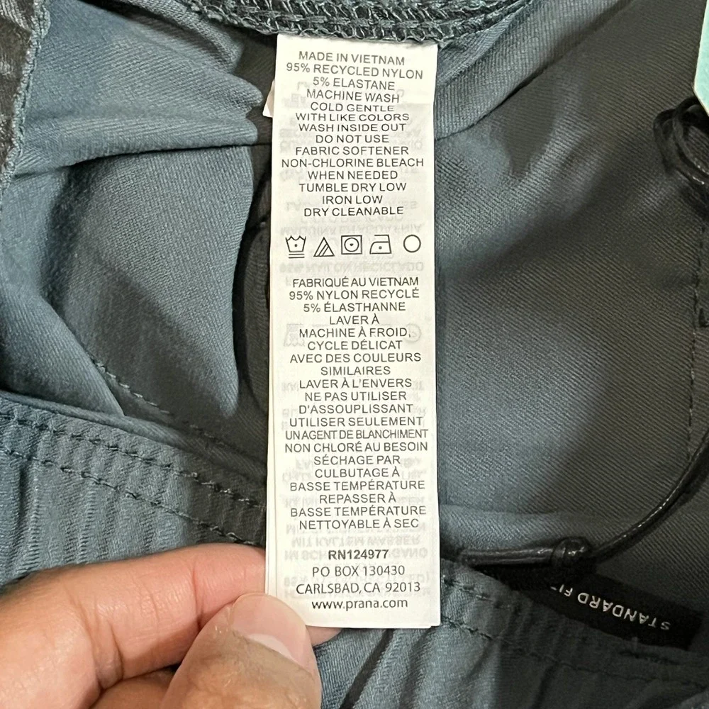Prana Mens XL‎ x 30 Stretch Zion E-Waist Pants II Grey Blue Standard Fit - NWT